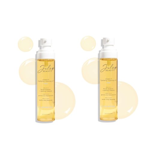 Julep Vitamin E Hydrating Cleansing Oil and Makeup Remover – Double Cleansing Face Wash for Normal to Dry Skin – 50% Grapeseed Oil, Rosehip seed oil – K-Beauty Inspired – 3.38 Fl Oz– Pack of 2