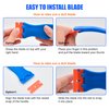 8 Pcs Plastic Razor Blade Scraper and 100 Pcs Blades, Remove Label Decal Tool， Forwithout Scratches Plastic Razor Blade Scraper, Adhesive Remover for Stickers, Kitchen Appliances and Paints on Window