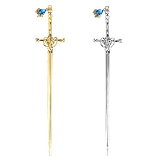 Mabor 2 PCS Metal Sword Hair Pin Chopsticks for Long Hair Chinese Hair Bun Hair Sticks Chinese Style Accessories for Women Daily Wear Girls Gifts