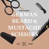 ONTAKI 5” German Beard Scissors & Mustache Scissors - 2 Combs (Beard Comb + Mustache Comb) with Carrying Pouch - Hand Forged Beard Trimming Scissors with Finger Rest (Black (410C German Steel))