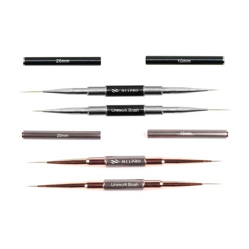 Dual Striping Nail Art Brush for Long Lines, liner brush, 2 in 1 detail brush, nail art brush (Gray)