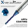 XDENGP 3 Flute Up&Down Cut Compression Spiral Router Bit for CNC, 1/16" Cutting Diameter, 1/2" Cutting Length 1/4" Shank with NACO Coated Carbide End Mill for Wood Carving Engraving Grinding Grooving
