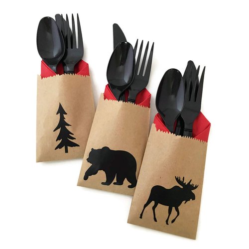 Lumberjack First Birthday Cutlery Set - 24 Ct Baby Shower Kids Party Supplies