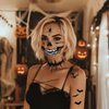 8Pcs Skeleton Face Tattoo Halloween Accessories，Halloween Tattoos Ghost Face Temporary Tattoo,Halloween Make Up Halloween Face Tattoos Stickers Zombie Makeup Kit (A-8 skeleton face tattoo)