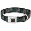 Dog Collar Seatbelt Buckle Cheshire Cat 4 Poses Checkers Teal Black 15 to 26 Inches 1.0 Inch Wide