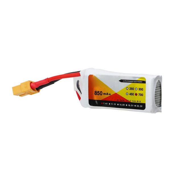 Luqeeg Lipo Battery - 7.4V 850mah 70C 2S Lipo Battery, Lipo Battery with Plug Accessory Fit for QAV250 Quadcopter 1 18 Scale RC Truck Vehicles Car, Remote Control Car Parts