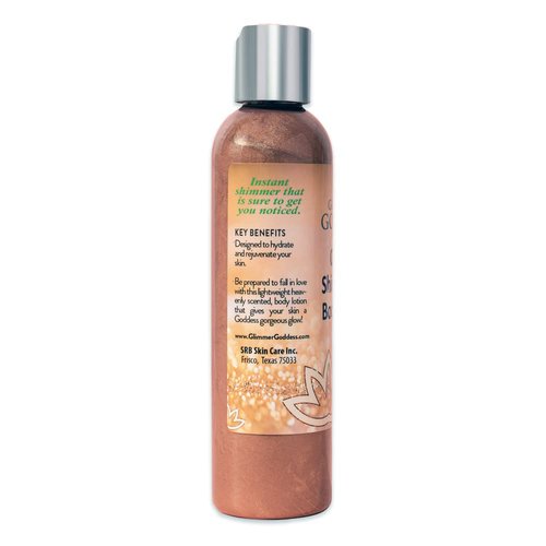 Glimmer Goddess Organic Bronzer Body Lotion - Sexy Level 2 Bronze Body Shimmer, 8 oz