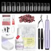 SAVILAND Gel X Nail Kit: Long Square Gel Nail Kit with Nail Drill 500 PCS Gel X Nail Soft Tips 0.5 Oz 4-in-1 Gel Nail Gel & U V/LED Nail Lamp Nail Art Design Acrylic Nail Kit Home Salon Starter Kit