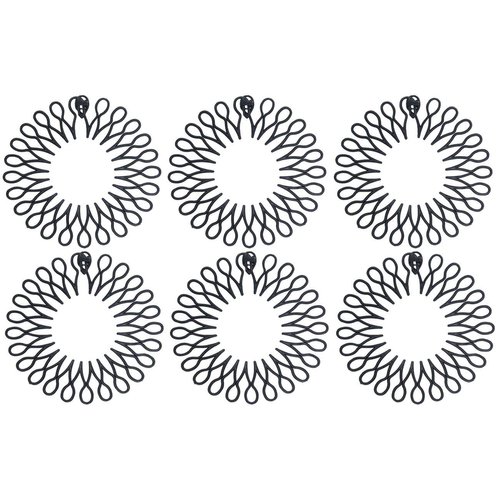 Fodattm 6PCS Stretch Flexible Plastic Hair Comb Headbands with Deep Teeth and Closure Plastic Circle Hair Hoop Hair Clip Spring Head Band (Black)