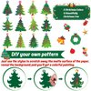 JarThenaAMCS 60Pcs Christmas Tree Scratch Art Set 12 Designs Green Xmas Tree Scratch Paper with Ribbon Wooden Stylus Stick for Winter DIY Craft Party Kids Classroom Favor Supplies