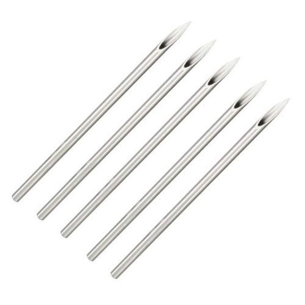 5 Sterilized Body Piercing Needles Pack [5 Pieces], 8 Gauge Straight Needles, Surgical Stainless Steel