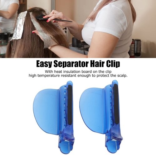 ZJchao Sectioning Clip, 2PCS Heat Insulation Clip Set High Temperature Resistant Hair Clip for Wig Extension Hair Highlighting, Blue