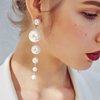 Yheakne Boho Pearl Drop Dangle Earrings Big Pearl Tassel Earrings Gold Long Drop Earrings Elegant Vintage Earrings Jewelry for Women