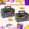 Ujuuu 32Pcs 80s 90s Novelty Boom Favor Boxes 1980s Party Favor Treat Boxes Boombox Prop Radio Decorations Table Centerpieces Candy Goodies Box for Retro 80s Theme Hip Hop Music Party Supplies