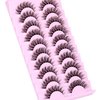 False Lashes Natural Eyelashes Fluffy Lashes D Curl Eyelashes 14mm 3D Volume Wispy Fake Eyelashes Strips Clear Band 10 Pairs Lashes Pack by Calphdiar