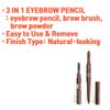 (3 pcs) Nabi 3 in 1 Eye Brow Pencil, Eyebrow Pencil with Brow Brush and Eye Brow Filling Powder (Light Brown)