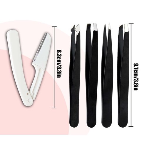 [9+1 PCS] Tweezer Kit, Tweezers for Women Facial Hair, Professional Tweezers Set, Eyebrow Tweezers, Professional Stainless Steel Eyebrow Tweezers for Women &Men (Black)
