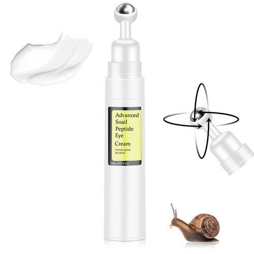Tyrbsvlnar Snail Peptide Eye Cream For Moisturizing, Snail Mucin Eye Cream With Niacinamide, Hyaluronic Acid, Snail Eye Cream For Dark Circles, with 360° Massage Ball Reduce Wrinkles and Fine Lines