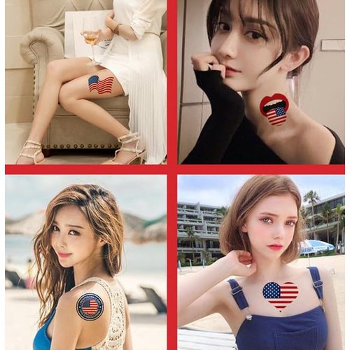 Generic Veewon 20 Sheet Independence Day Temporary Tattoos 4th of July Patriotic Temporary Tattoos Stickers American theme Party Favors, blue