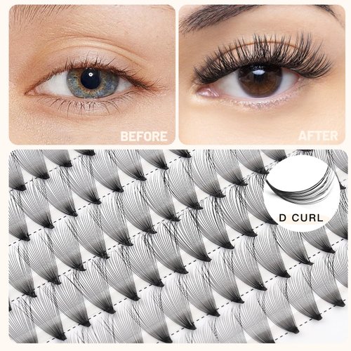 Bodermincer 200pcs 20D Premade Volume Fans Eye Lashes Extensions Thickness 0.07mm 8-16mm to Choose Black Soft Individual False Eyelashes Makeup Fake Lashes Cluster（11mm）