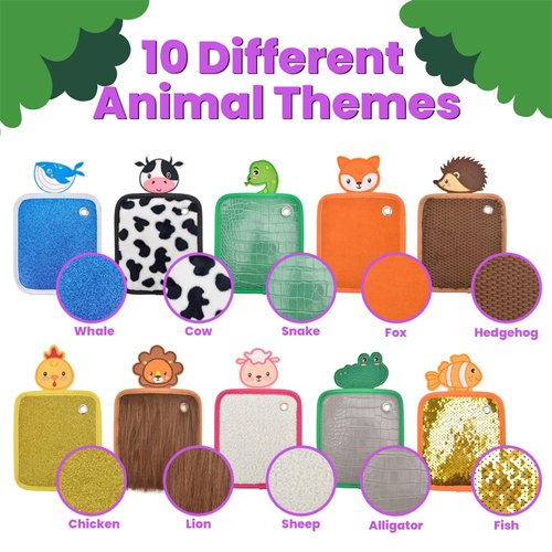 Sensory Mini Mats for Kids，Assorted Textured Play Mat,Sensory Tiles,Animals Sensory Animal Floor And Wall Texture Pads,Sensory Disorder Toys for Tactile Play,Sensory Room Must Haves,10 Tablets Sewing