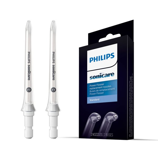 Philips Sonicare Standard F1 Oral Irrigator Nozzle Twin Pack - Oral Water Flosser use with Philips Sonicare Cordless Power Flosser (Model HX3042/00)