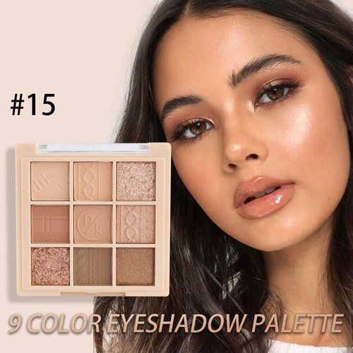 GHFCZOO Rose Gold Dark Brown Colorful neutral Eyeshadow Palette Makeup,9Color Matte Shimmer Natural Smokey Eye Eyeshadow palettes Highly Pigmented Neutral Long Lasting Waterproof (15#)