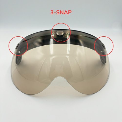 (1PCS) 3-Snap Removable Motorcycle Helmet Visor/Shied with Flip-Up Tinted Bubble Lens | Universal, Retro, Windproof & Anti-Fog Mini Sun Shield Replacement for Half-Face Helmets (Brown)