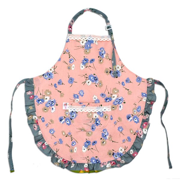 LinMeng Kids Kitchen Cotton Apron with Pocket, Child Apron for Cooking Painting, Pink1, 2-3 years old