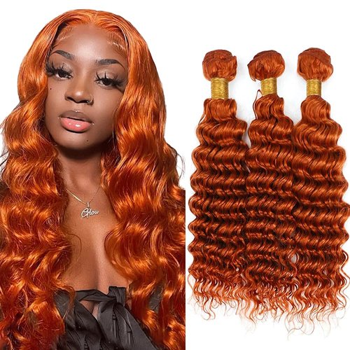 Ginger Bundles 350 Deep Wave Human Hair Bundles Ginger Orange Bundles Human Hair 3 Bundles 16 18 20 Inch Orange Deep Curly Bundles Remy Hair Extensions