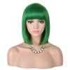 KADAISI Short Straight Bob Wigs With Bangs Full Heat Resistant Hair Wig for Women's Cosplay (Green)