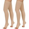 Totexil 2 Pairs Compression Stockings for Women & Men, 20-30mmHg Thigh High Compression Socks, Open Toe Medical Compression Socks with Silicone Dot Band-Best Support for Nursing Sports Varicose Veins