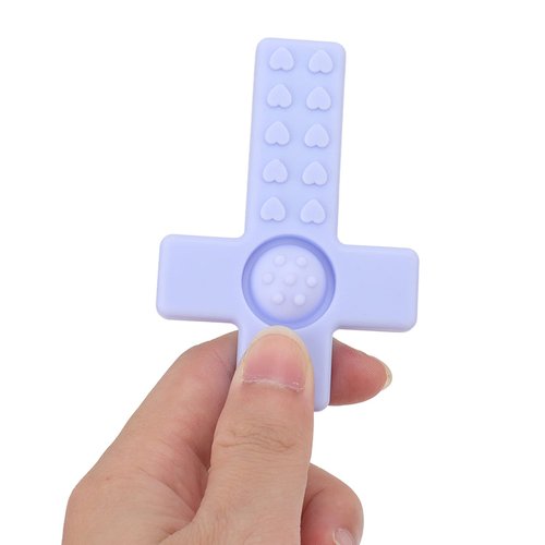 Hztyyier 4PCS Baby Teether Easy to Grip Cross Shape Colorful Infant Chew with Silicone Lanyard for Boy Girl Newborn Gift Soothing Toys