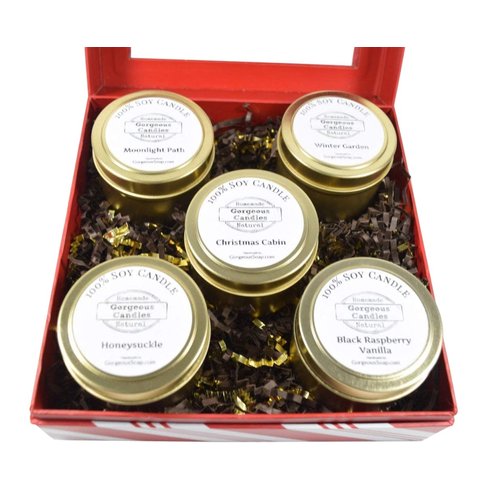 Gift Box Set Soy Candles Gift Basket, Candle Sets, Candle Gift Baskets, Candle Gift Set, Candle Set, Holiday Tin Candles, Christmas Candles