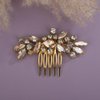 Teyglen Champagne Rhinestone Bridal Side Comb Crystal Bride Wedding Hair Comb Sparkly Hair Accessories Rhinestone Headpiece for Women Hair Piece (Champagne)