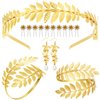 WILLBOND 15 Pieces Greek Costume Bracelet, Golden Leaves Bridal Crown Headband, Pearl Earrings and Hair Pins (Classic Style)
