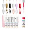 eodci Nail Art Liner Set 6 Pcs Black White Red Gold Silver Glitters Colors Paint Swirl Built Thin Brush in Bottle Soak off Led Lamp Gel Liner Nail Polish Manicure Kits