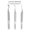 GMI Lash Tweezers - Pack of 3 Firber Tip Eyelash Tweezers - Stainless Steel Eyelash Extension Tweezers