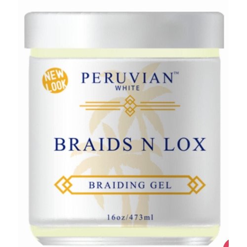 Peruvian White Braids N Lox Braiding Gel Deep Penetrating Moisturizing Treatment Minimizes Breakage Of Hair Natural Care 16oz black