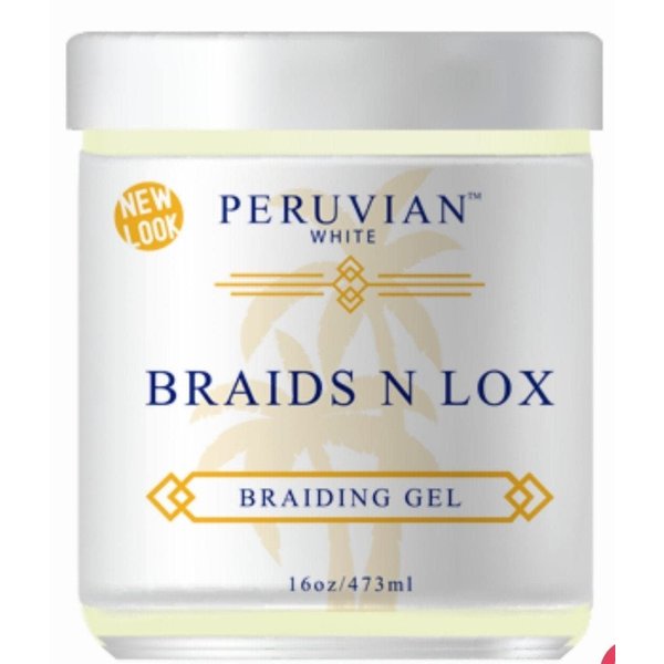 Peruvian White Braids N Lox Braiding Gel Deep Penetrating Moisturizing Treatment Minimizes Breakage Of Hair Natural Care 16oz black