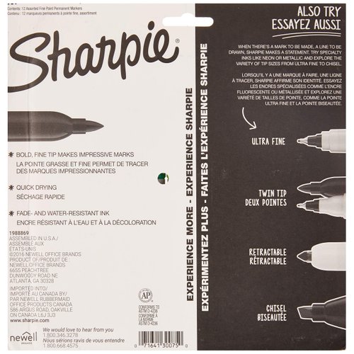 2 Packs of Sharpie Assorted Colored, Fine Point Permanent Markers, 12-Count, Total of 24 Markers
