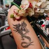 Oottati 8 Sheets Waterproof Arm Temporary Tattoo Stickers Black Flying Dragon Phoenix