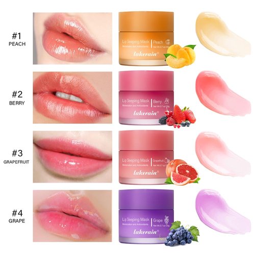Lip Sleeping Mask,Night Lip Mask With Vitamin C,Lip Mask Overnight,Improves Dryness, Antioxidants,Nourishes and Hydrates,Brighten Lip Colour (04grape flavour)