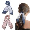 Hair Bow Scrunchies for Women Flower Hair Bows for Girls Floral Ribbon Hair Ties for Fine Thin Hair Accessories Cute Ponytail Holders for Thick Hair Elastics No Damage Rubber Bands for Hair 2Pcs