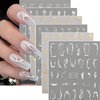 9 Sheets Metallic Silver Nail Art Stickers 3D Gold Silver Irregular French Stripe Line Nail Decals Self-Adhesive Marble Nail Art Stickers for Women Girls Nail DIY Decoration Nail Accessories