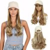 GUOJIAN Baseball Cap with Hair Extensions for Women Adjustable Hat with Synthetic Wavy Wig Attached 18inch Long Body Wave Hair (F27/613, 18Inch)