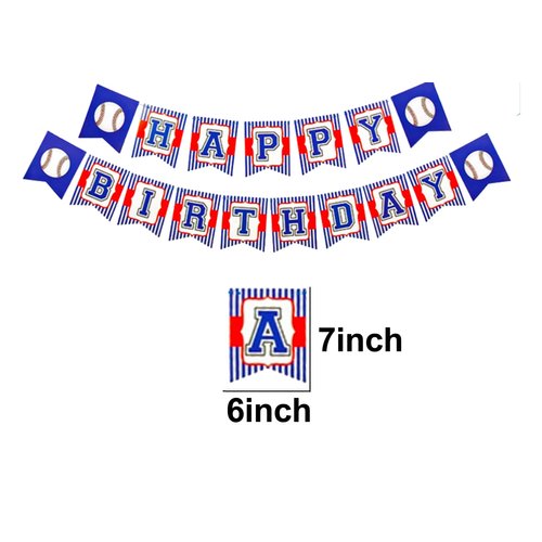 Birthday Banner Baseball Happy Birthday Red Blue Banners Boy Party Decorations Sport Themed Party Baseball Birthday Supplies for Man Women