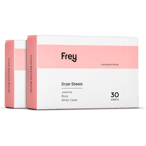 FREY Naturally Scented Dryer Sheets - Fabric Softener for Soft, Fresh & Clean Clothes - Jasmine Meadow Fragrance Scent - 60 Sheets - Pack of 2
