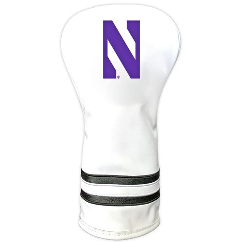 Team Golf NCAA Northwestern Wildcats White Vintage Driver Head Cover White Vintage Driver Golf Club Headcover, Form Fitting Design, Retro Design