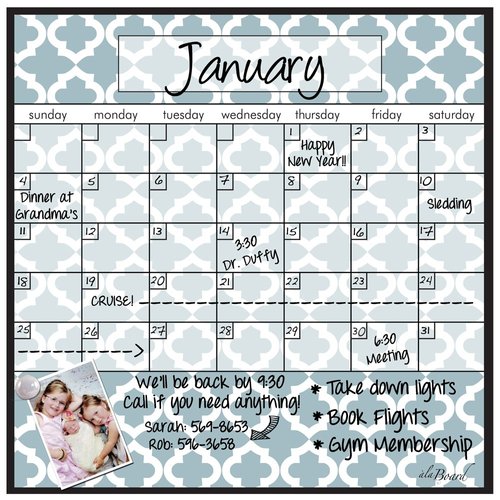 Dry Erase Calendar Magnet Monthly Lattice 15.5" x 15.5"
